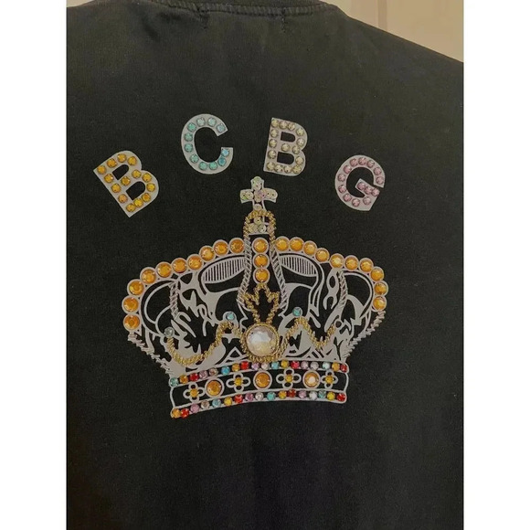Bcbg zipper long sleeve sweatshirt with rinstone crown on the back size medium - Picture 3 of 7